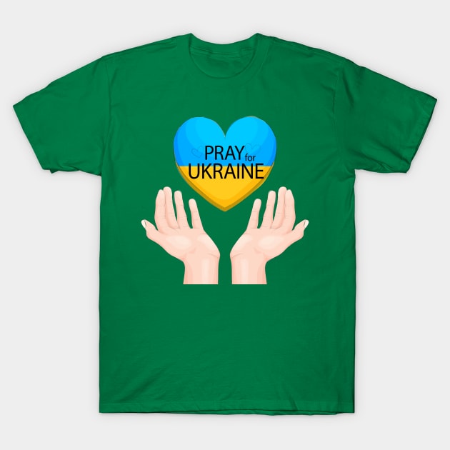 Pray For Ukraine Heart T-Shirt by Mako Design 